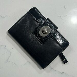 Coach black turnlock bifold wallet
